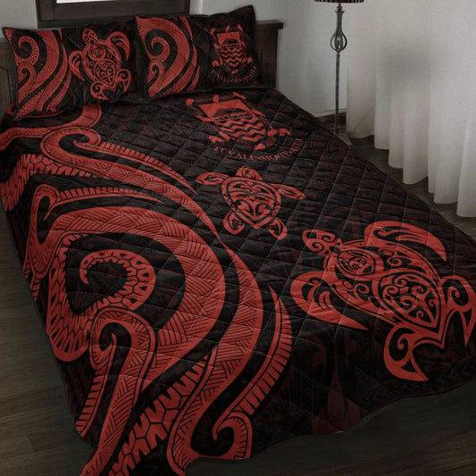 Tuvalu Quilt Bed Set - Red Tentacle Turtle