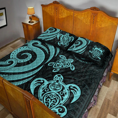 Tuvalu Quilt Bed Set - Turquoise Tentacle Turtle
