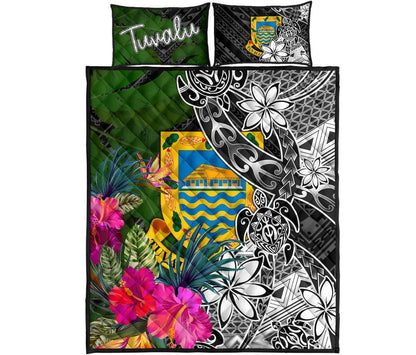 Tuvalu Quilt Bed Set - Turtle Plumeria Banana Leaf