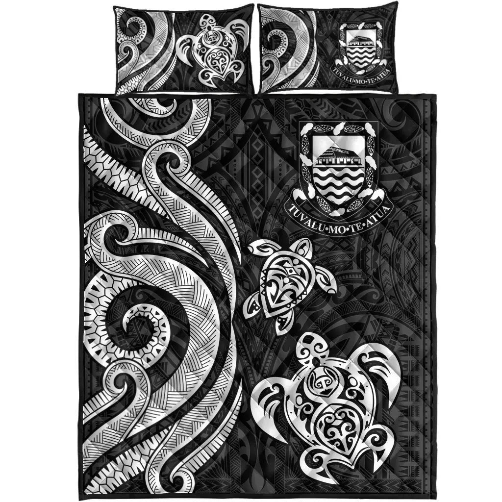 Tuvalu Quilt Bed Set - White Tentacle Turtle