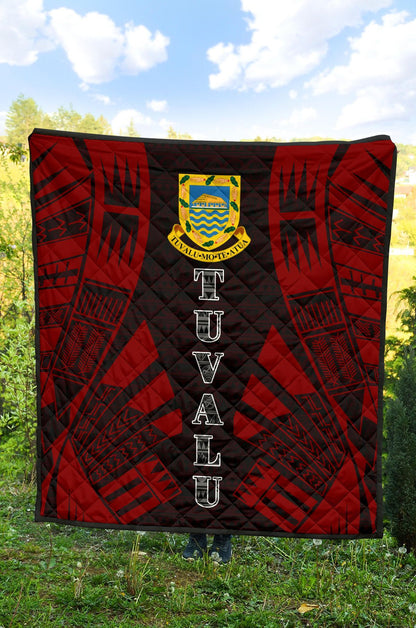 Tuvalu Premium Quilt - Tuvalu Coat Of Arms Polynesian Red Tattoo