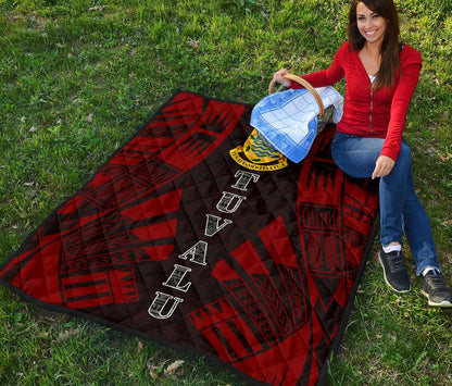 Tuvalu Premium Quilt - Tuvalu Coat Of Arms Polynesian Red Tattoo
