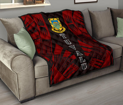 Tuvalu Premium Quilt - Tuvalu Coat Of Arms Polynesian Red Tattoo