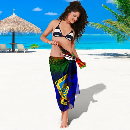 Tuvalu Sarong - Tropical Leaf Rainbow Color