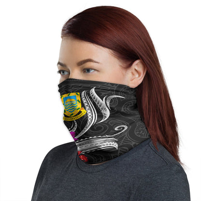 Tuvalu Neck Gaiter Tropical Flower with Polynesian Pattern