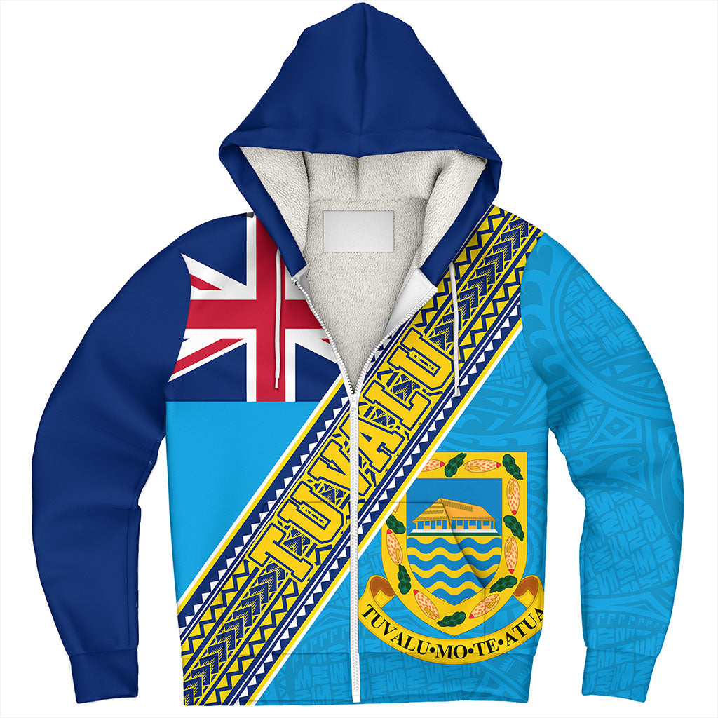 Tuvalu Sherpa Hoodie Flag And Coat Of Arms