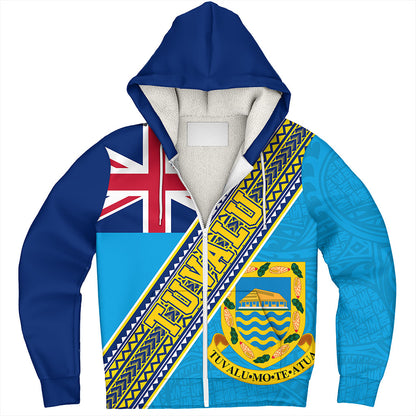 Tuvalu Sherpa Hoodie Flag And Coat Of Arms