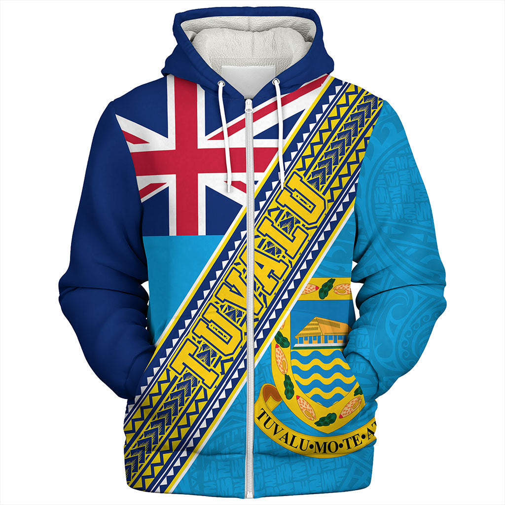 Tuvalu Sherpa Hoodie Flag And Coat Of Arms