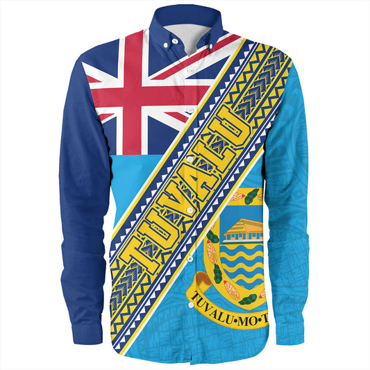 Tuvalu Long Sleeve Shirt Flag And Coat Of Arms