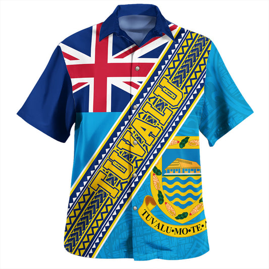 Tuvalu Hawaiian Shirt Flag And Coat Of Arms