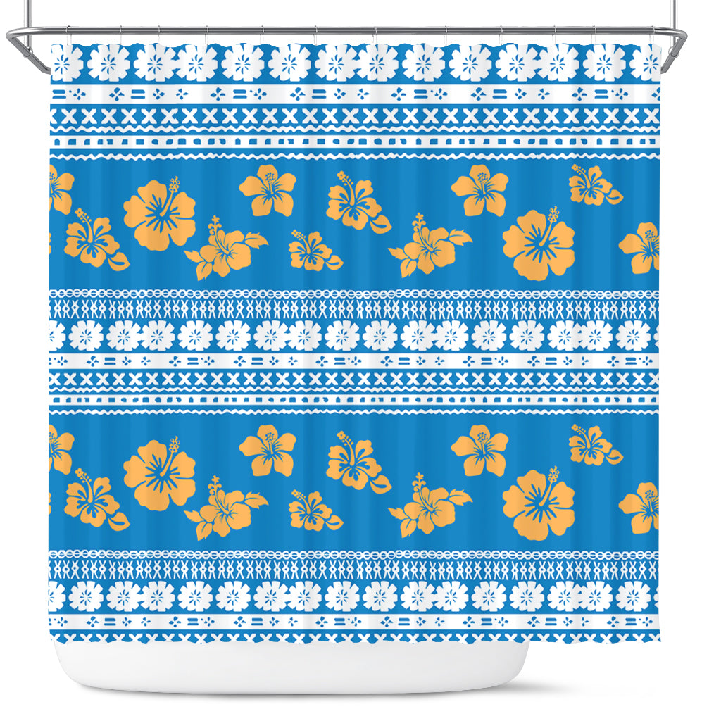 Fiji Shower Curtain Tapa Flower Fabric Print