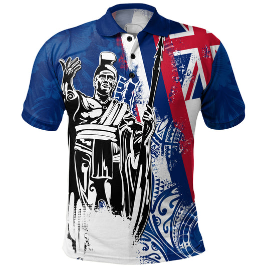 Hawaii Polo Shirt King Kamehameha I Flag Tropical