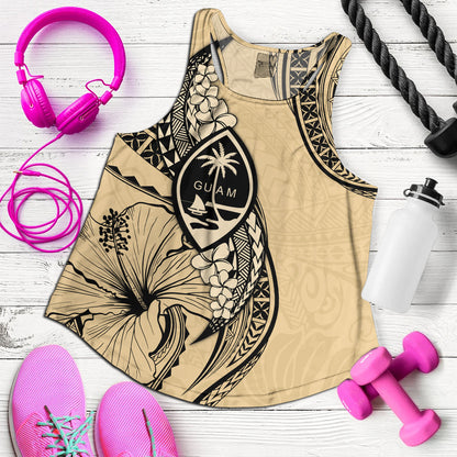 Guam Women Tank Tribal Tropical Flower With Pattern Leaves