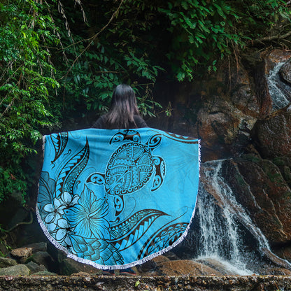 Hawaii Beach Blanket Tribal Turtle And Flowers Island Life