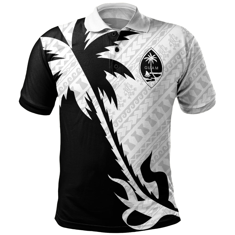 Guam Polo Shirt Custom Tribal Coconut Tree Half Style