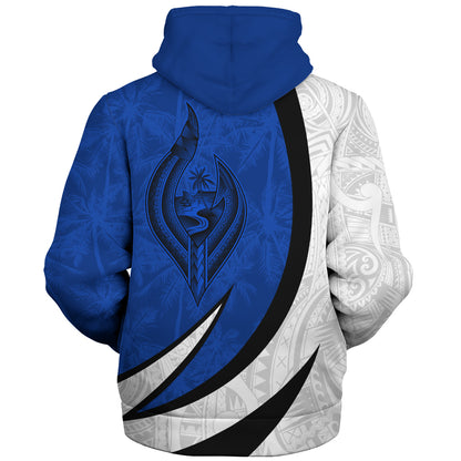Guam Sherpa Hoodie Seal And Map Tribal Coconut Tree Pattern Circle Curve