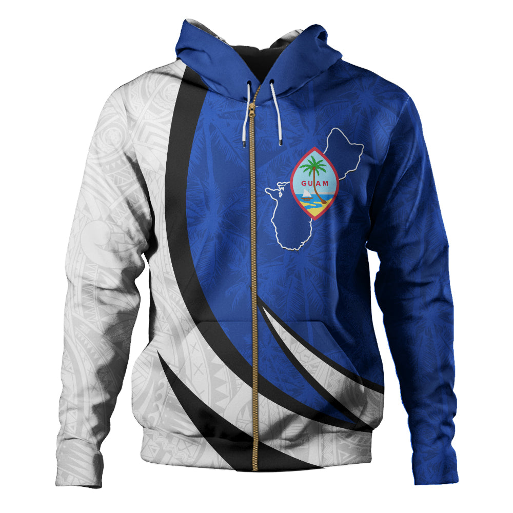 Guam Hoodie Seal And Map Tribal Coconut Tree Pattern Circle Curve