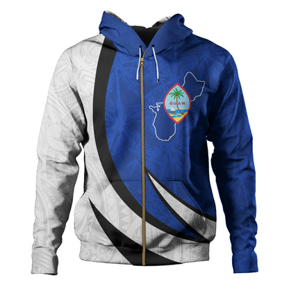 Guam Hoodie Seal And Map Tribal Coconut Tree Pattern Circle Curve