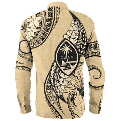 Guam Long Sleeve Shirt Tribal Tropical Flower With Pattern Leaves