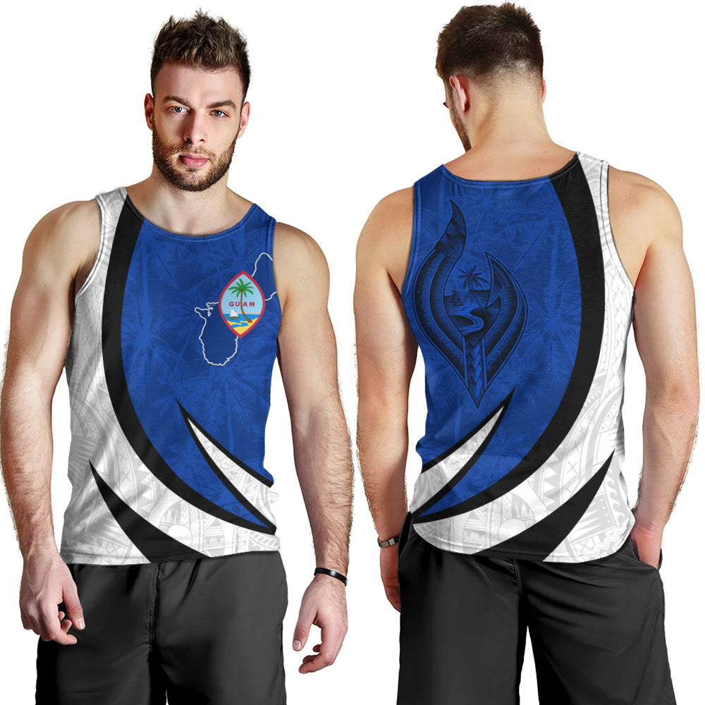 Guam Tank Top Seal And Map Tribal Coconut Tree Pattern Circle Curve