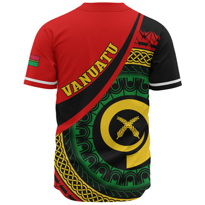 Vanuatu Baseball Shirt Custom Melanesian Tribal Circle Tattoo Style