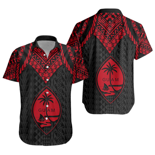 Guam Short Sleeve Shirt Polynesian Armor Style Red
