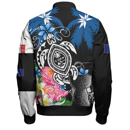 Guam Bomber Jacket Chamorro With Seal Turtle Coconut Tree