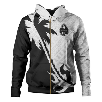 Guam Hoodie Custom Tribal Coconut Tree Half Style