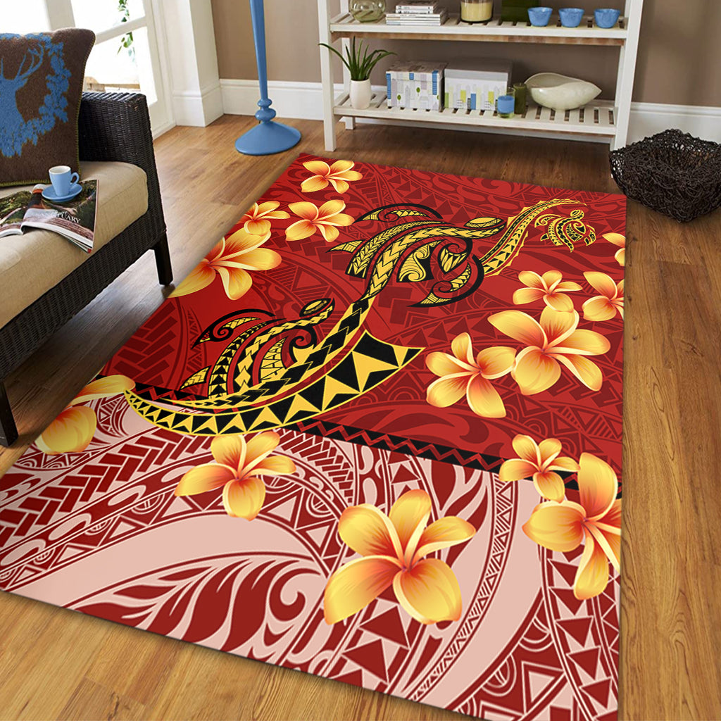 Hawaii Area Rug Plumeria Flower Fabric Design