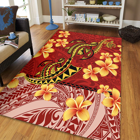 Hawaii Area Rug Plumeria Flower Fabric Design