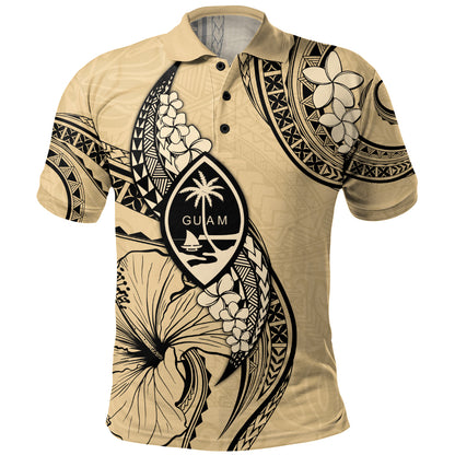 Guam Polo Shirt Tribal Tropical Flower With Pattern Leaves