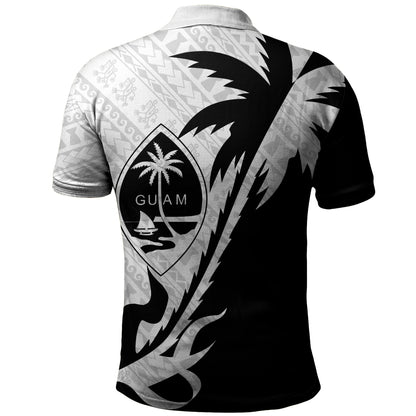 Guam Polo Shirt Custom Tribal Coconut Tree Half Style