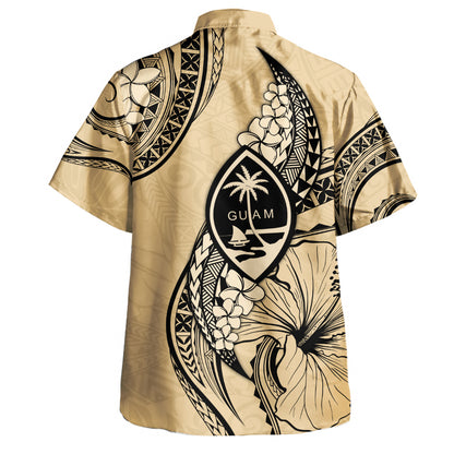 Guam Hawaiian Shirt Tribal Tropical Flower With Pattern Leaves