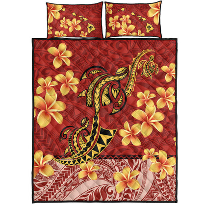 Hawaii Quilt Bed Set Plumeria Flower Fabric Design