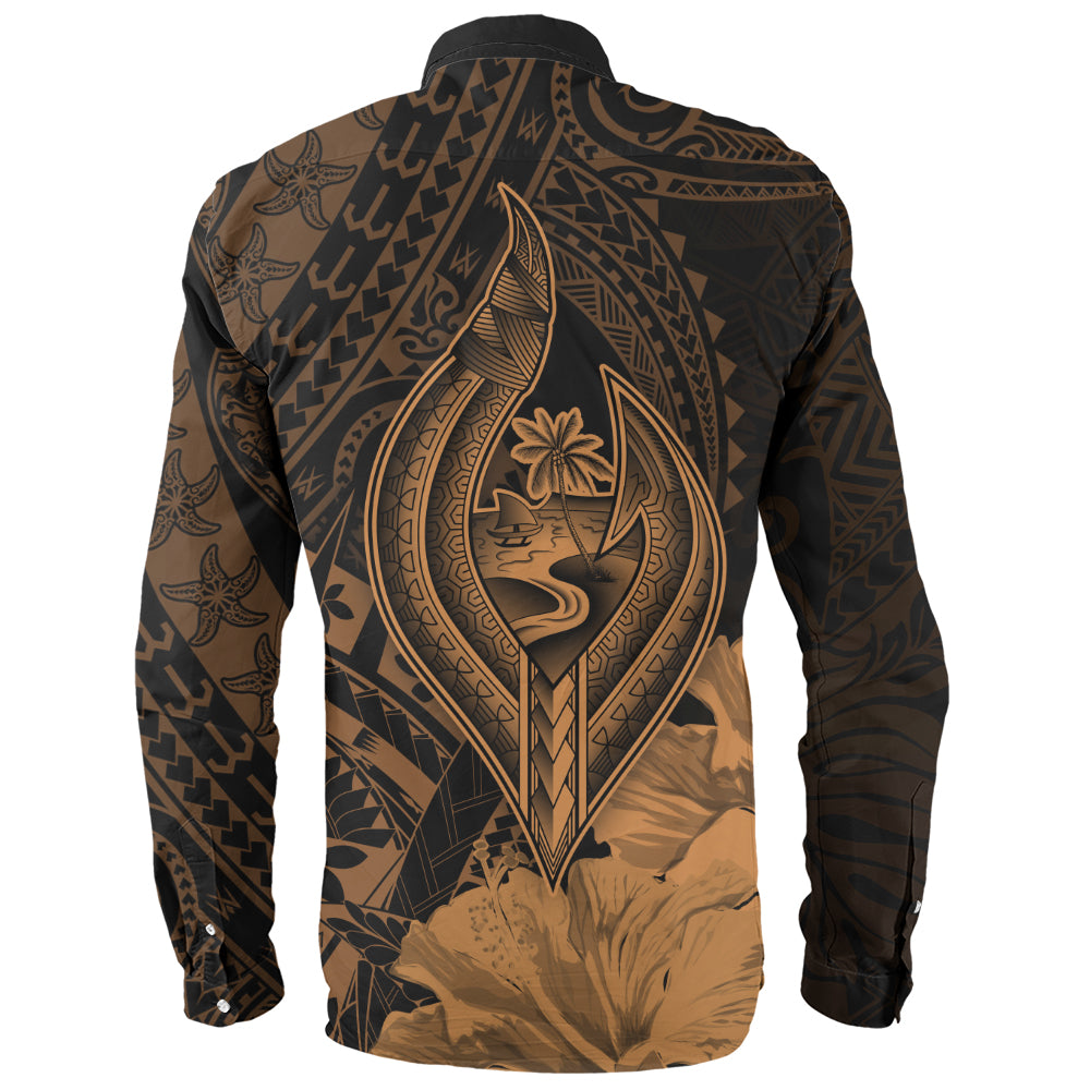 Guam Long Sleeve Shirt Tribal Seal Hook Hibiscus Style