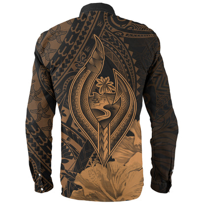 Guam Long Sleeve Shirt Tribal Seal Hook Hibiscus Style