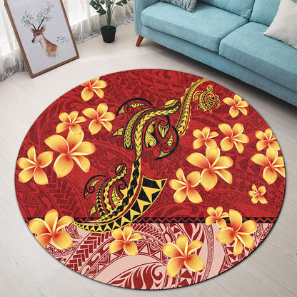 Hawaii Round Rug Plumeria Flower Fabric Design