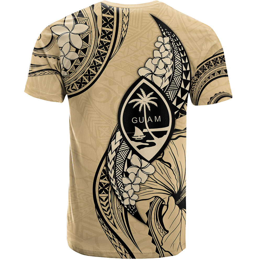 Guam T-Shirt Tribal Tropical Flower With Pattern Leaves