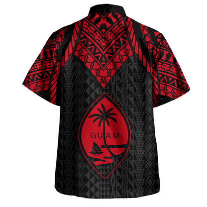 Guam Hawaiian Shirt Polynesian Armor Style Red
