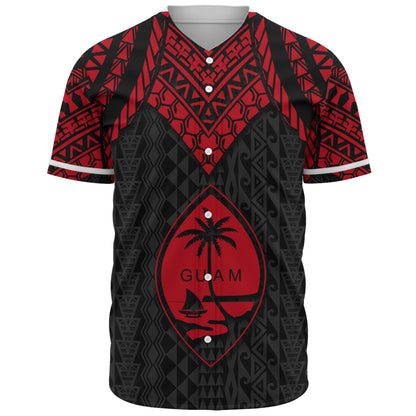 Guam Baseball Shirt Polynesian Armor Style Red