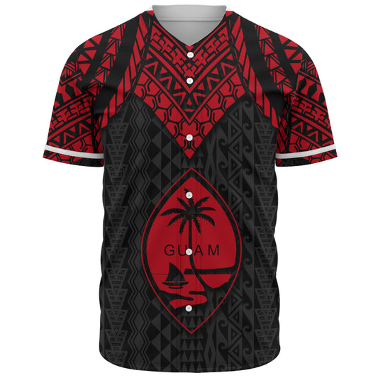 Guam Baseball Shirt Polynesian Armor Style Red