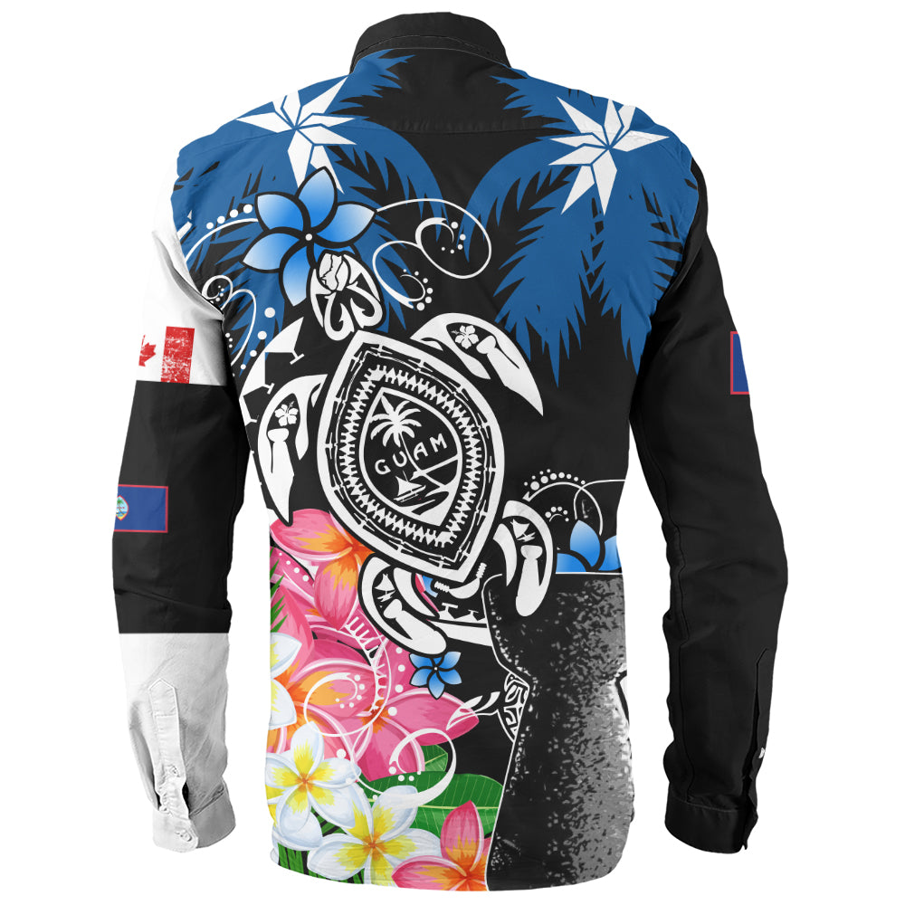 Guam Long Sleeve Shirt Chamorro With Seal Turtle Coconut Tree