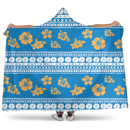 Fiji Hooded Blanket Tapa Flower Fabric Print
