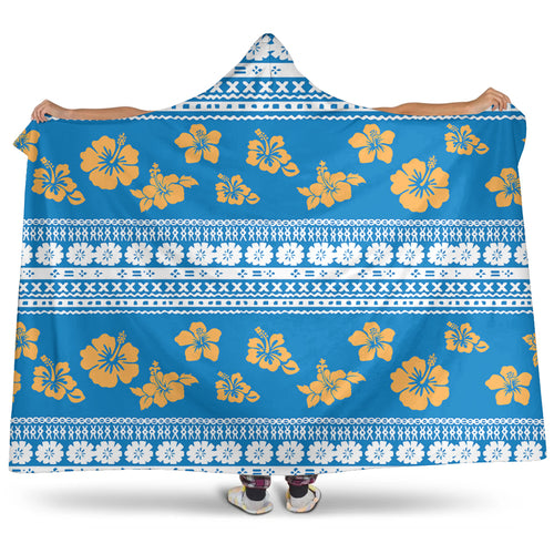 Fiji Hooded Blanket Tapa Flower Fabric Print