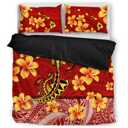 Hawaii Bedding Set Plumeria Flower Fabric Design
