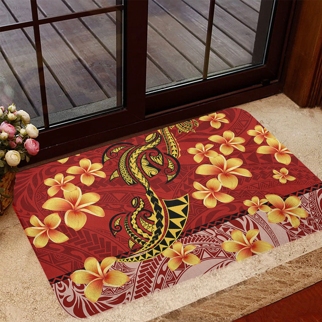 Hawaii Doormat Plumeria Flower Fabric Design