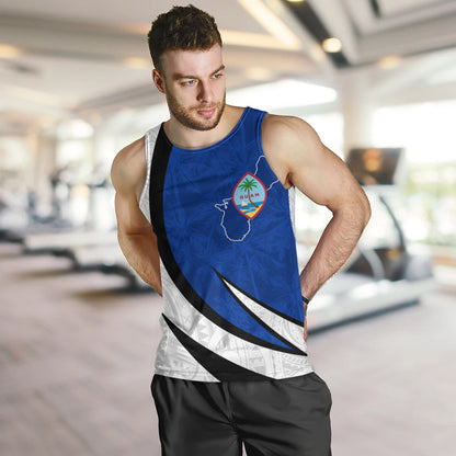 Guam Tank Top Seal And Map Tribal Coconut Tree Pattern Circle Curve