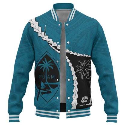 Guam Baseball Jacket Tribal Spirits Coconut Tree