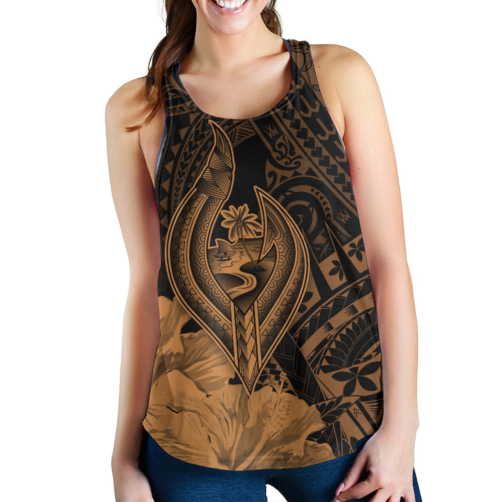 Guam Women Tank Tribal Seal Hook Hibiscus Style