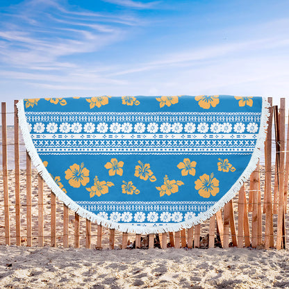 Fiji Beach Blanket Tapa Flower Fabric Print